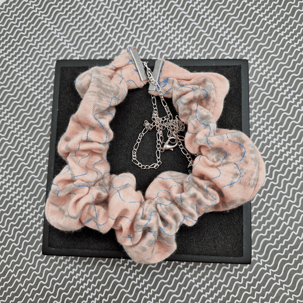 Chunky style pink and blue scrunchie Necklace