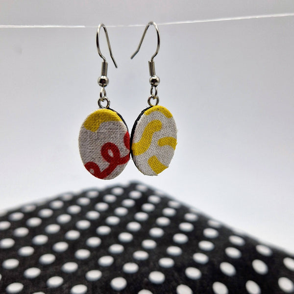Lets Glow bright fabric dangle earrings. Small.