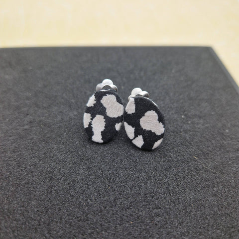 Black and white animal print clip on earrings