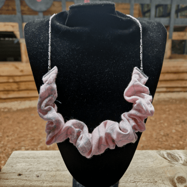 Chunky style pink and blue scrunchie Necklace