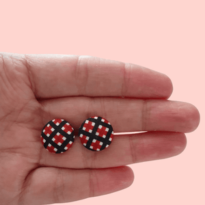 Red and Black fabric button studs.