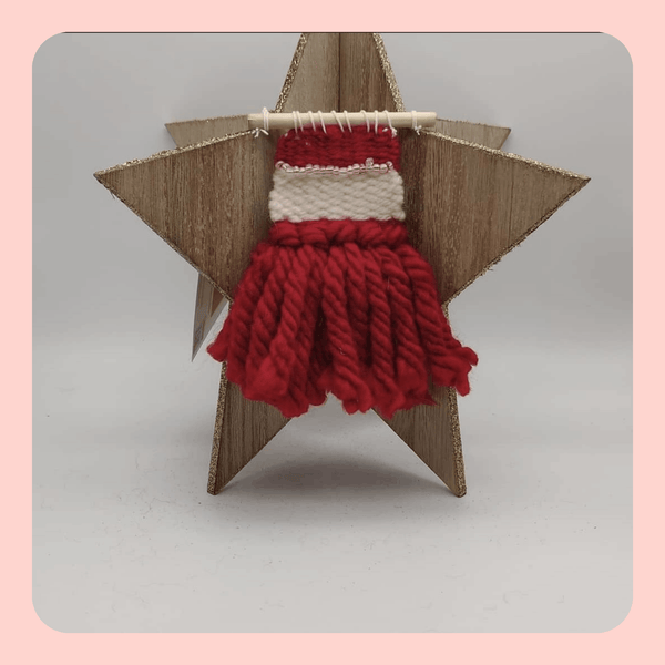Small handwoven Christmas wall hanging. Textured tree decoration.