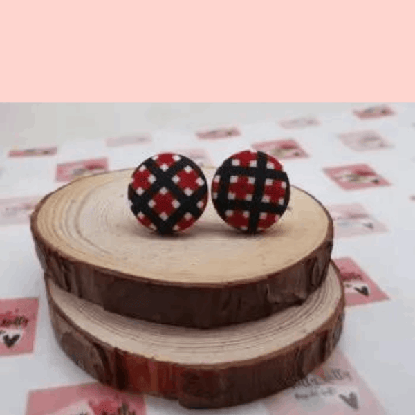 Red and Black fabric button studs.