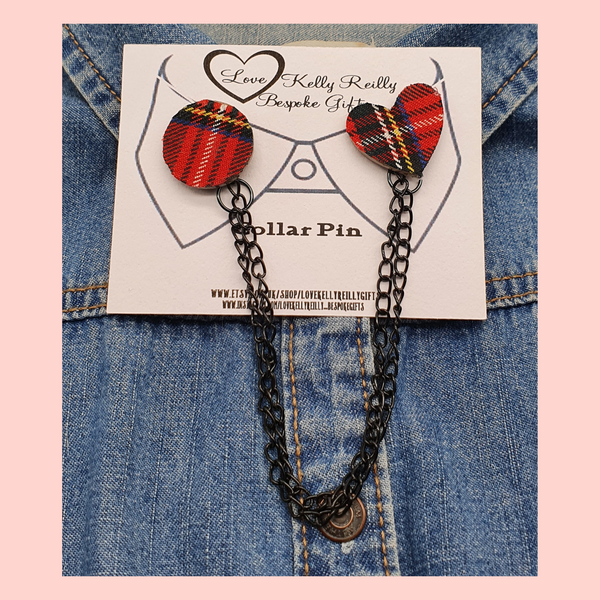 Heart and Circle Tartan fabric with black chains