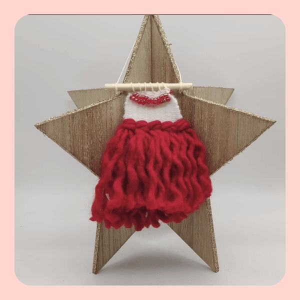 Small handwoven Christmas wall hanging. Textured tree decoration.