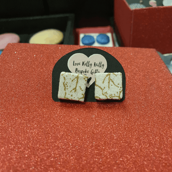 Sparkly fabric Christmas stud earrings