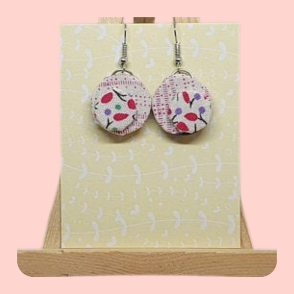 Floral 3d style fabric earrings.