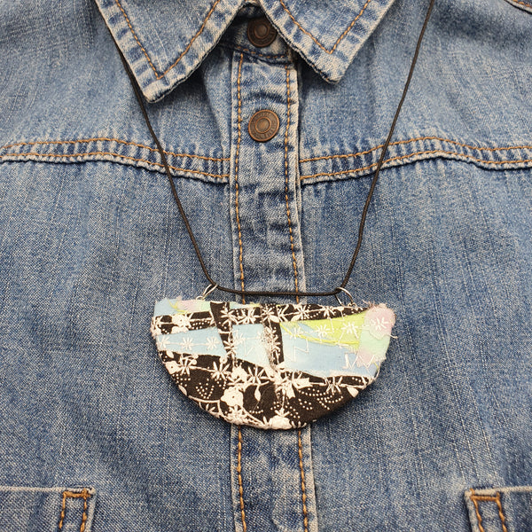 "Imperfection"  scrappy upcycled Fabric Necklace