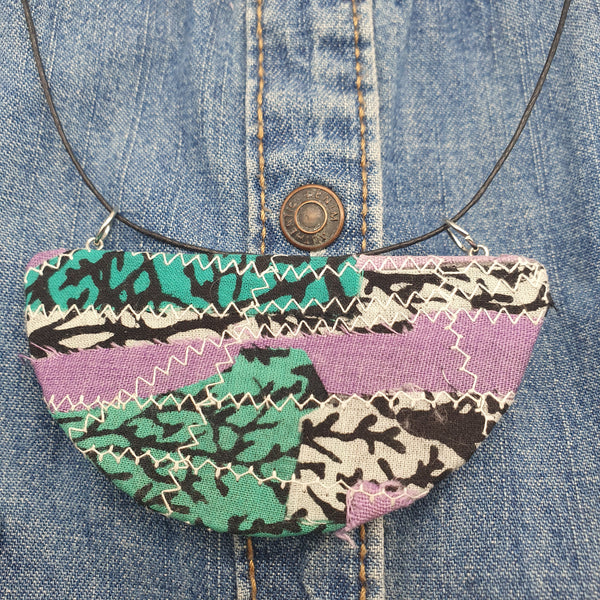 "Imperfection"  scrappy upcycled Fabric Necklace