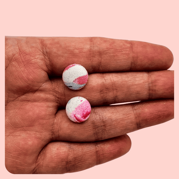 Bright Pink abstract flamingo Button stud earrings.