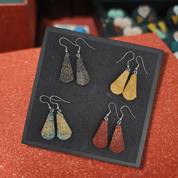Scallop Sparkles fabric dangle earrings
