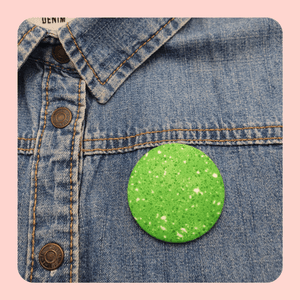 Green fabric pin brooch