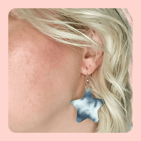 Star tie dye dangle earrings