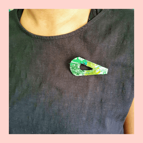 Abstract green Leaf brooch Inspired by the 80's single A Forest by The Cure.