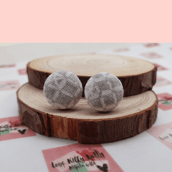 Pretty button stud earrings. Grey or Beige design.