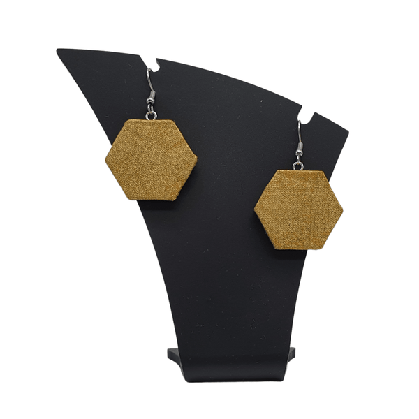 Hexagon Sparkles fabric dangle earrings