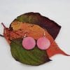 Pink and peach Tie-dye circle drop earrings. Silver plated earwires.